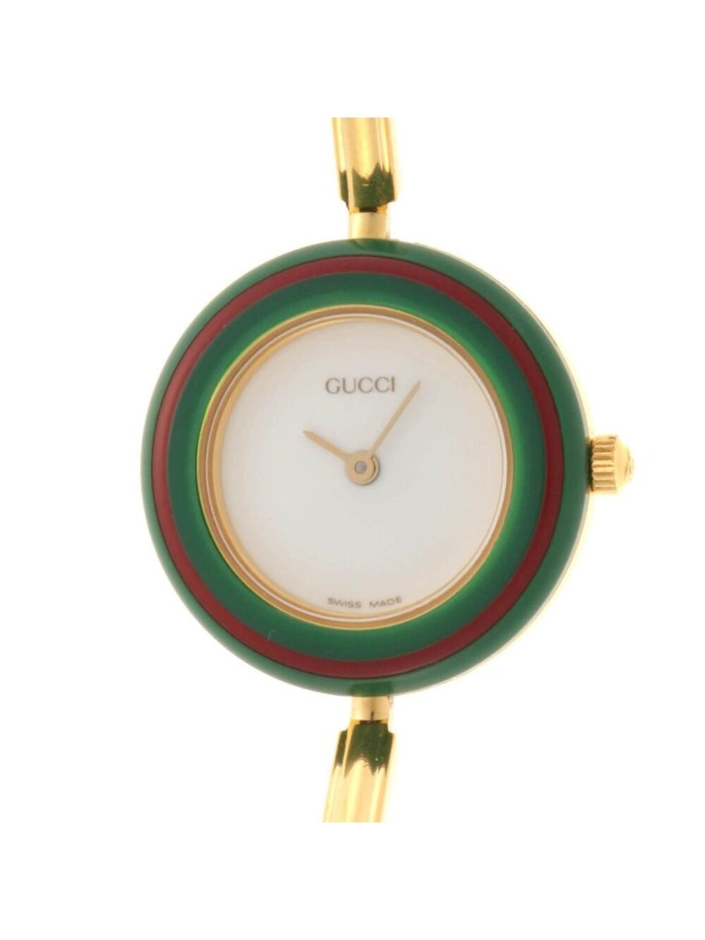 Gucci Change Bezel Bangle Watch 11/12.2 Stainless Steel White